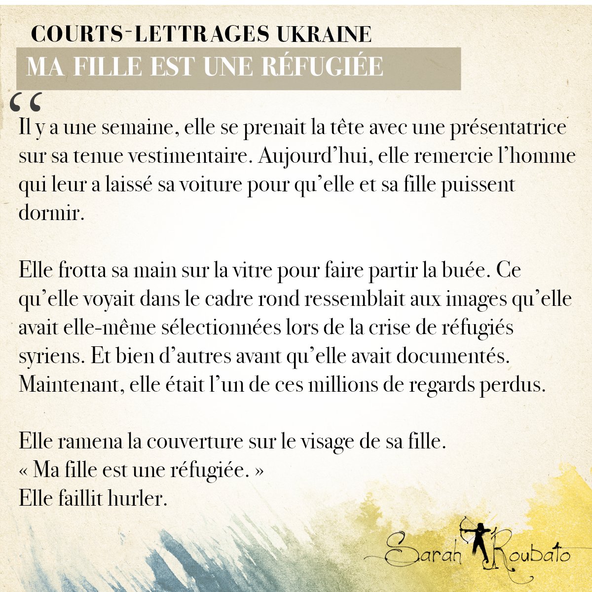 "Ma fille est une réfugiée"
COURTS-LETTRAGES
Scène inspirée d'un reportage du Daily, NYTimes suivant une habitante de Kiev productrice à la télévision nationale. 
#courtslettrages 
#guerrerussieukraine #kiev #ukrain
