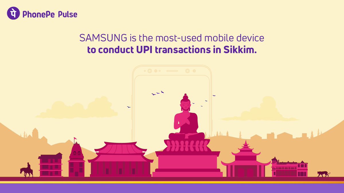 PhonePe's tweet photo. #PulseFact The valley of rice, Sikkim, uses Samsung mobile devices the most to conduct UPI transactions. 

More such insights are available on: https://t.co/WxHVjpcfdJ

Visit #Pulse to find out! https://t.co/DBwMLWVyYg