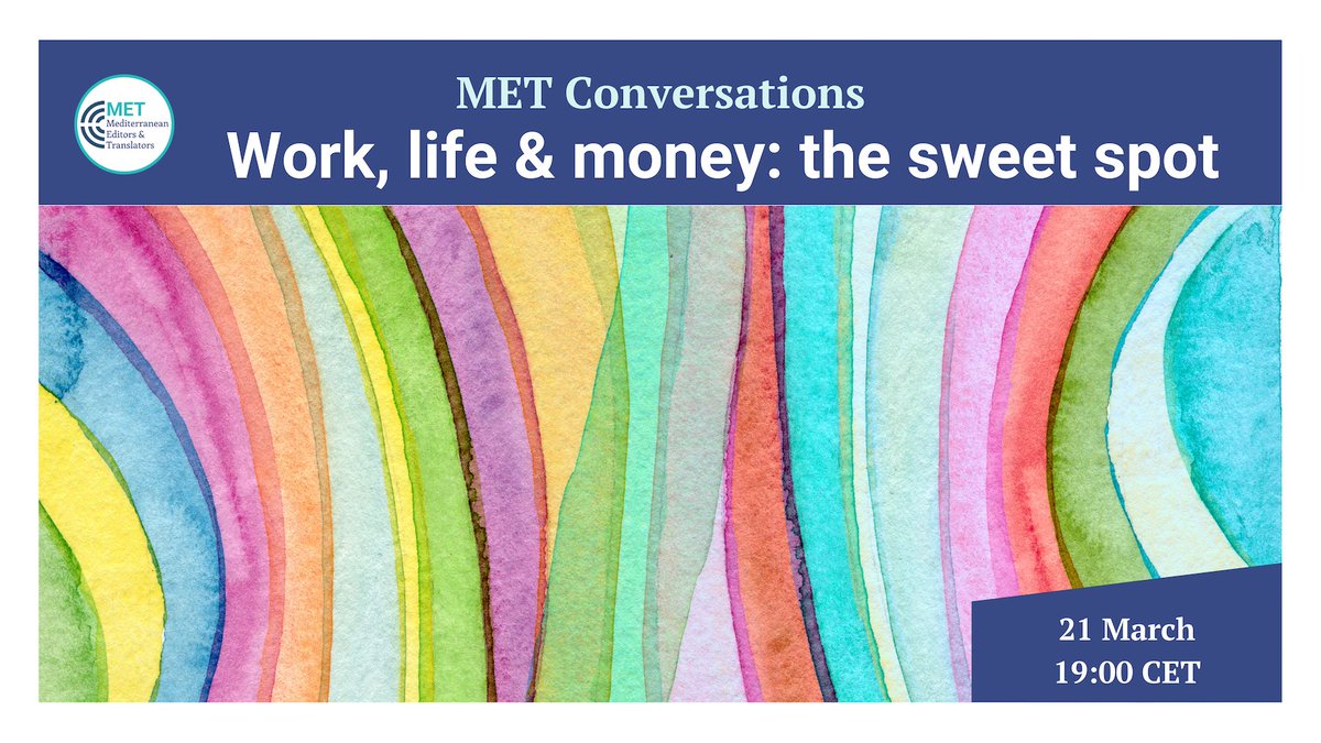 METMeetings's tweet photo. This month's #METConversation, led by @MinarroFin, will help us explore the whys and hows of finding/maintaining the holy grail for freelancers: the sweet spot of a satisfying and secure work-life balance.
Join us on Monday, 21 March at 19:00 CET!
https://t.co/FRnkjxKEqD https://t.co/6sCs2A9ZI5