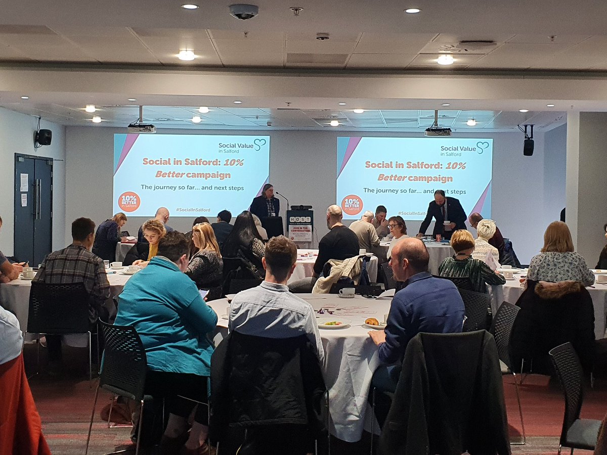 mediacity_ssvn's tweet photo. It's a full house at the Social in Salford event today to launch the next phase of Salford's 10% Better Social Value Campaign! #socialinsalford https://t.co/T1oTxC34y5