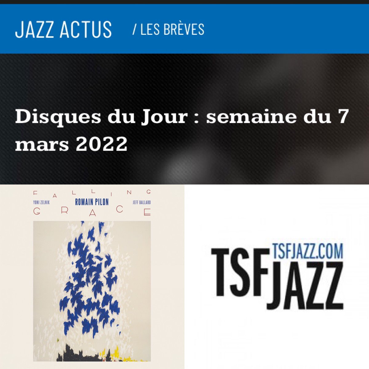 jazzandpeople's tweet photo. #FallingGrace de #RomainPilon est #DisqueduJour sur @RadioTSFJAZZ - retrouvez des titres de l’album à l’antenne tout au long de la journée ! https://t.co/agGMaid9ja
