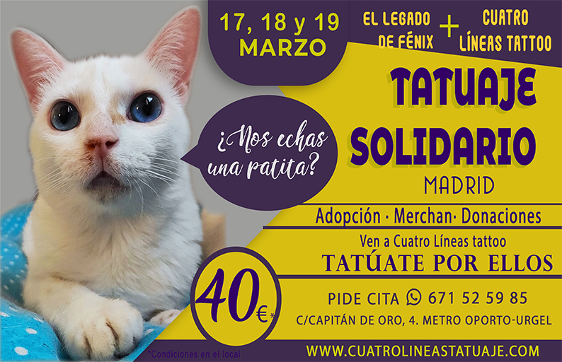 Este #diadelpadre! Regala un #tatuajesolidario por los #gatetes!! Nos vemos en #Madrid  los días 17,18 y 19 de Marzo! #tattoo #tatuaje #gato #cat #colabora #solidario #echaunapatita