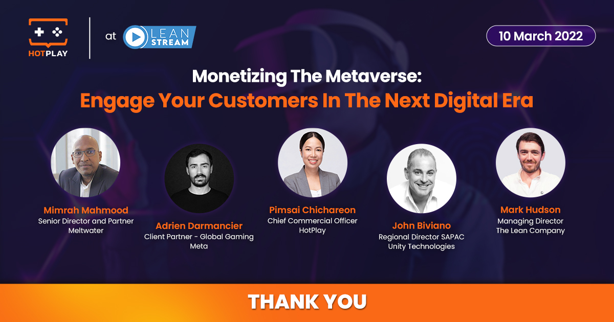 HotPlay_Games's tweet photo. That's a wrap for the Monetizing the #Metaverse webinar! 🚀 Thank you to everyone who joined us, as well as the amazing panelists from @Meta, @Meltwater, @unity, and the host @bemorelean.

Stay tuned for the webinar recording, which will be available soon.

#webinar #marketing https://t.co/yqmTGgPprS