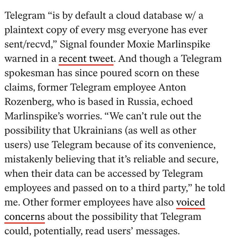 As @moxie has pointed out, this could be dangerous for the more than 70% of Ukrainians using and trusting Telegram. Can they be sure their data is safe? /3