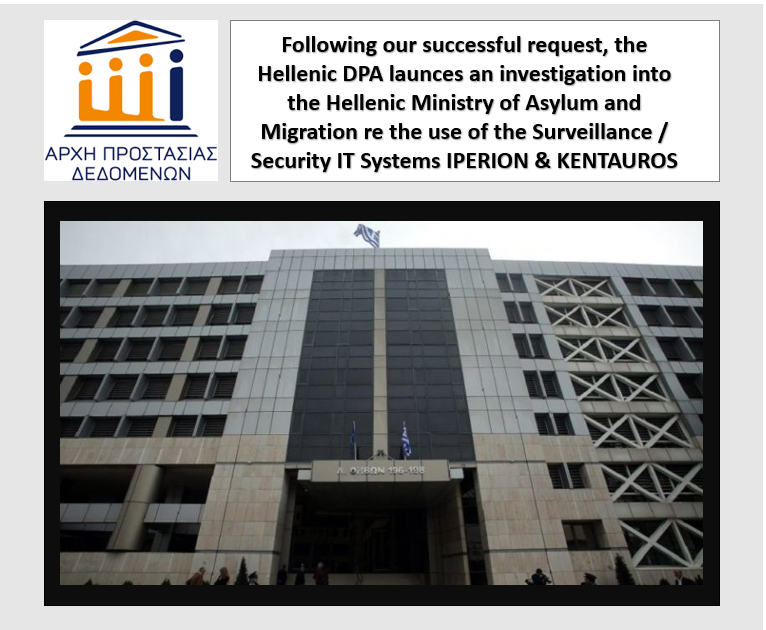 Homo_Digitalis_'s tweet photo. 1/4Another major success!Following our joint request with @Hellenic_League, @HIASGreece & @QMUL Lecturer Dr. Niovi Vavoula, the Hellenic DPA launces an investigation into @migrationgovgr re the Surveillance Systems #IPERION & #KENTAYROS at reception facilities for asylum seekers https://t.co/AmGkEBmsic