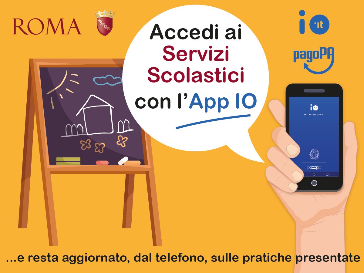 Roma's tweet photo. 📲 Con #IOapp resti aggiornato sullo stato della domanda di iscrizione ai nidi. Consulta i servizi di Roma Capitale sull'app 👉 https://t.co/nn7QRoFeSq

Scarica l'app ⤵️
Android: https://t.co/ssDTE7uolO
iOS: https://t.co/UvzzzBz8I7

“IO” è un marchio di PagoPA S.p.A.
@IOitaliait https://t.co/wYIN05CBeQ