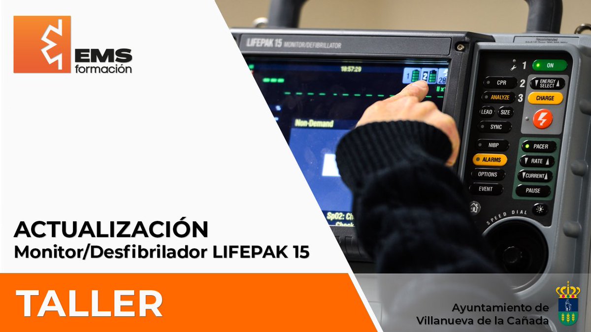 EMSFormacion's tweet photo. Hoy formamos a los Técnicos en Emergencias Sanitarias del Servicio Municipal de Emergencias del @AytoVDLCanada en una puesta al día del #desfibrilador #monitor LIFEPAK15. 
#TES #SVB #formaciónpráctica #emergencias https://t.co/TfOjaX6vIj