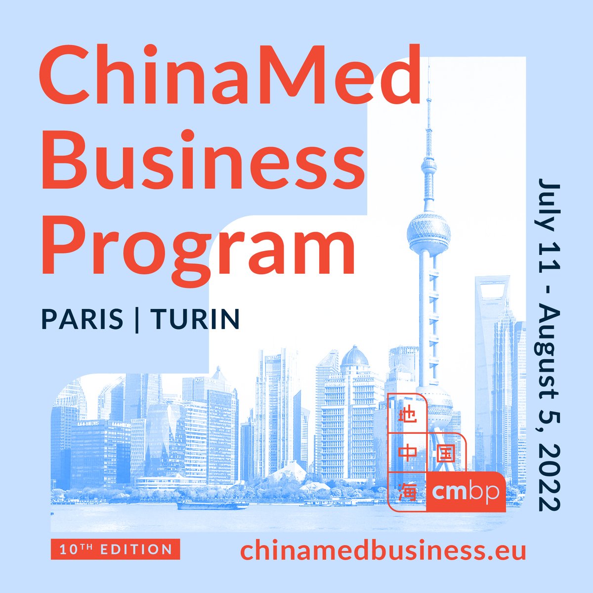 TOChinaHub's tweet photo. 🇨🇳🇪🇺 #CMBP 2022, designed to manage the deepening relations between #China & the Euro-Mediterranean region in cross-cultural management & innovative entrepreneurship, will take place in Paris and Turin from July 11 to August 5.
Apply now at https://t.co/oCnhqBpS8I https://t.co/2oAQ8Bg9ph