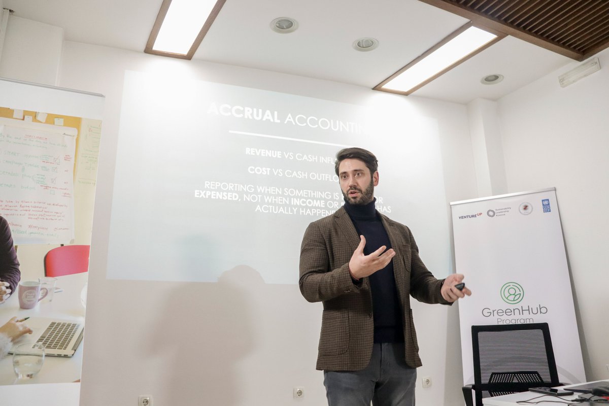UNDP_Kosovo's tweet photo. Teaching #startup finances 💰 at Green Hub's Youth Incubator with Kamen Bankovski was very insightful for the youth innovators' #ecotourism project ideas. 
Follow-up pitches will showcase the potential of these change-makers in driving #Kosovo’s #GreenTransition! https://t.co/uhljl0BClP