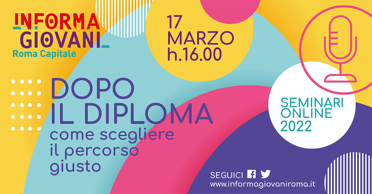 📚 Stai per diplomarti e sei in dubbio su che percorso intraprendere?
🎒 “Dopo il diploma: come scegliere il percorso giusto” è il prossimo seminario online per aiutarti con la pianificazione del tuo futuro.
💻 Ti aspettiamo il 17 marzo alle 16
informagiovaniroma.it/studio-e-forma…