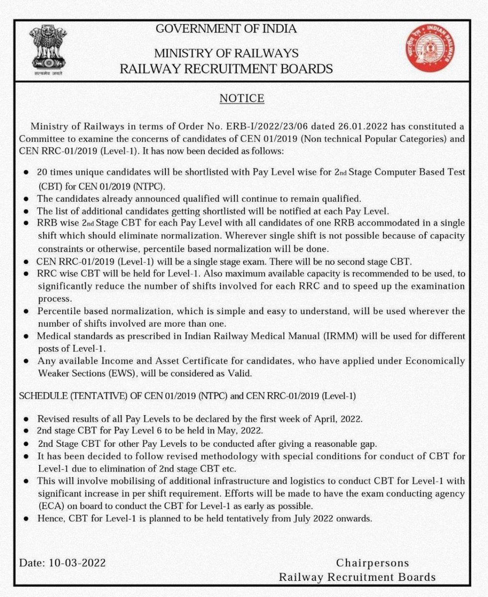 Railway_Reform's tweet photo. NTPC CBT -2 Examdate:- MAY 2022
GROUP-D Examdate:- JULY 2022
#RRBNTPC 
#RailwayMinister_HelpCCAA 
#ntpc 
#RRBNTPC_1student_1result 
#ctetresult #CTET #ctetresult2022 
#RailwayMinister_SaveStudentsLife
#Railway 
#groupd 
#RRBGroupD
#ctet2021 
#RussianUkrainianWar https://t.co/gt8Ltis8os