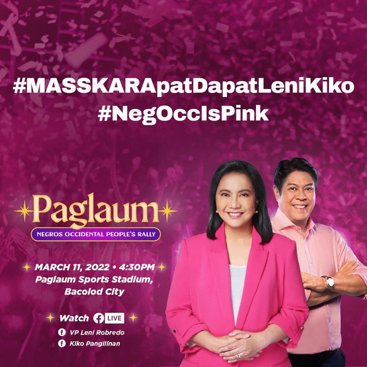 firsttimetravel's tweet photo. “Paglaum” means hope.
Tomorrow we will light our stars of hope at the Paglaum Sports Stadium!
#MASSKARApatDapatLeniKiko
#NegOccIsPink
#BloggersForLeniKiko https://t.co/UHyrbn1TG2