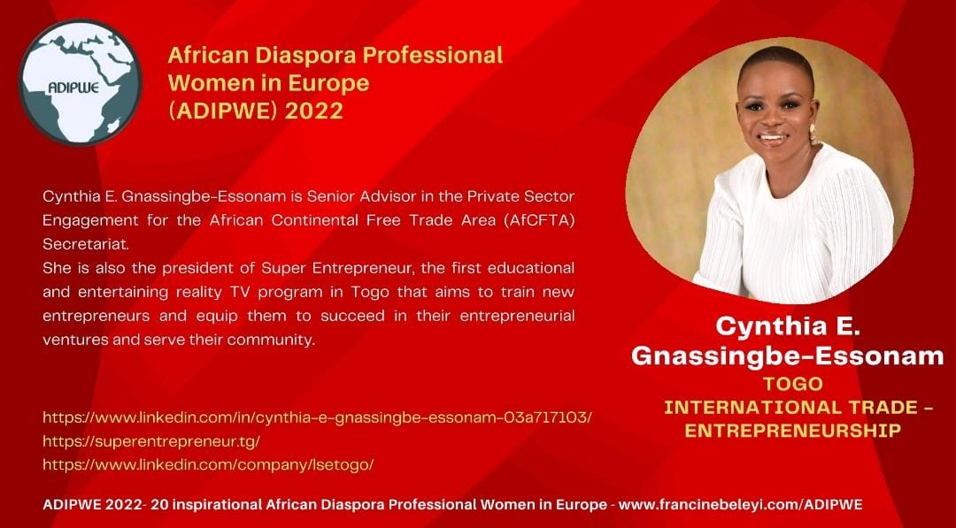 lsetogo's tweet photo. C'est avec fierté que nous vous informons que notre Présidente, Mme Cynthia GNASSINGBÉ-ESSONAM fait partie des 20 femmes professionnelles inspirantes de la diaspora africaine en Europe.

Nous profitons également de l'occasion pour saluer la bravoure et le courage de...
👇🏾 https://t.co/D3GkBAwDUH