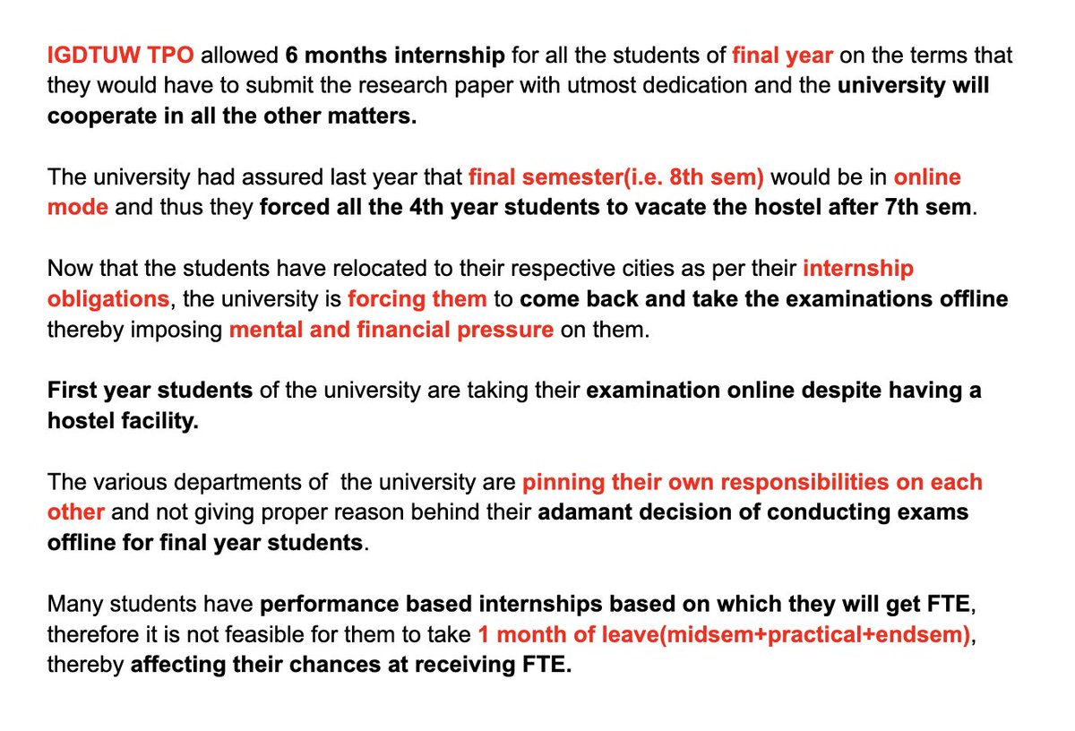 NimishaThapar's tweet photo. #Igdtuw authorities have turned a deaf ear to our pleads of conducting the final sem exams in online mode
#IgdtuwExams
#Mentalhealth #FinancialPressure @msisodia @ArvindKejriwal @vijaita @BDUTT @rahulkanwal @AlmeidaChristan @ShynaKalra @Nidhi https://t.co/YoHTTb0T7g