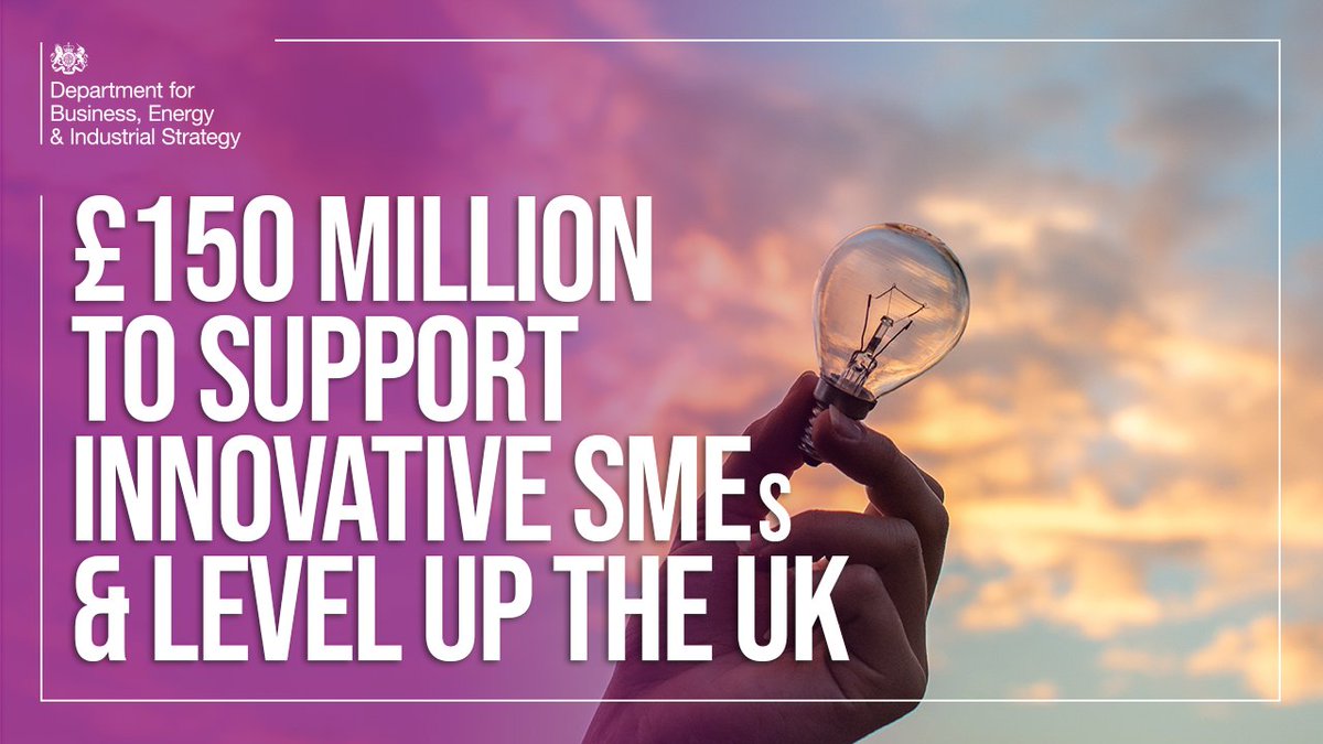 We're launching a new series of loans worth £150m to support innovative SMEs while #LevellingUp the UK📈🇬🇧 This will back innovations with the strongest potential for positive future economic impact, in fields like #NetZero, next-gen tech & more. ➡gov.uk/government/new…