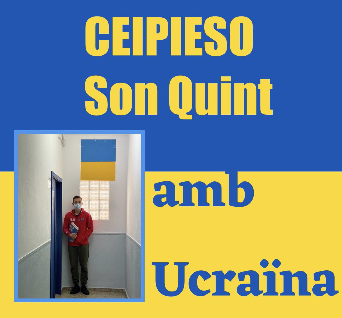 CEIPSonQuint's tweet photo. La Comunitat educativa del CEIPIESO Son Quint manifesta la seva solidaritat amb Ucraïna.
#PauAUcraina #NoalaGuerra https://t.co/y0OVK4X4T9