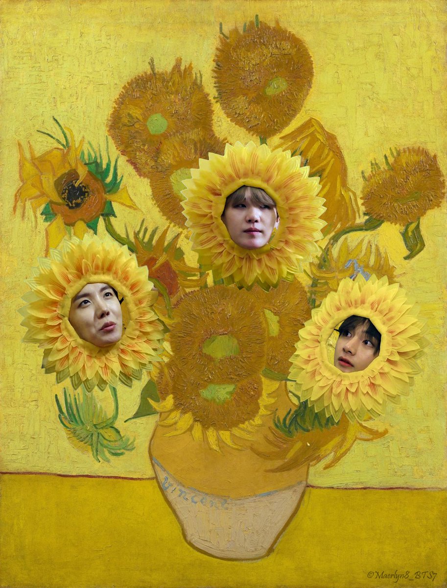 Maerlyn8_BTS7's tweet photo. BTS is/in Art edit of the day:
๐ป๐ป๐ป
ART: Sunflowers, Vincent van Gogh (1889)
#BTSisinART #BTSisArt #BTSinArt #BTS #BTSFanArt #Suga #๋ฏผ์ค๊ธฐ #JHope #ํธ์ #V #ํํ #vsope @bts_twt https://t.co/juRqxNXvog