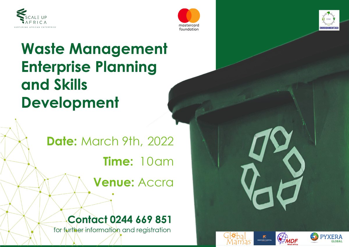 Are you a female business owner based in #Accra who is interested in becoming a #plastic #waste #entrepreneur? 

We have partnered with <a href="/GreenGhana360/">Environment360</a> to support with technical and business skills training all sponsored by <a href="/MastercardFdn/">Mastercard Foundation</a> call today to start your journey.