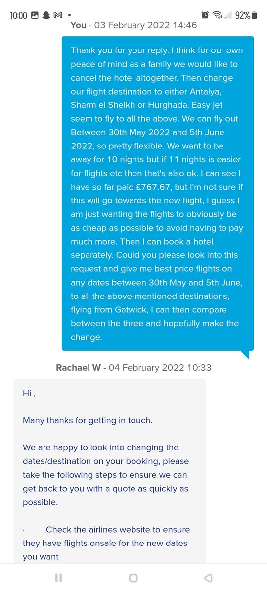 Auralay21's tweet photo. @OntheBeachUK the service I have received trying to amend my holiday since the 29th Jan is absolutely appalling!!I had 2 days to respond to my new quote before it expired, I responded directly to your amendment team immediately, no reply!! I chased, no reply. No further forward!! https://t.co/Nmjcr09b73