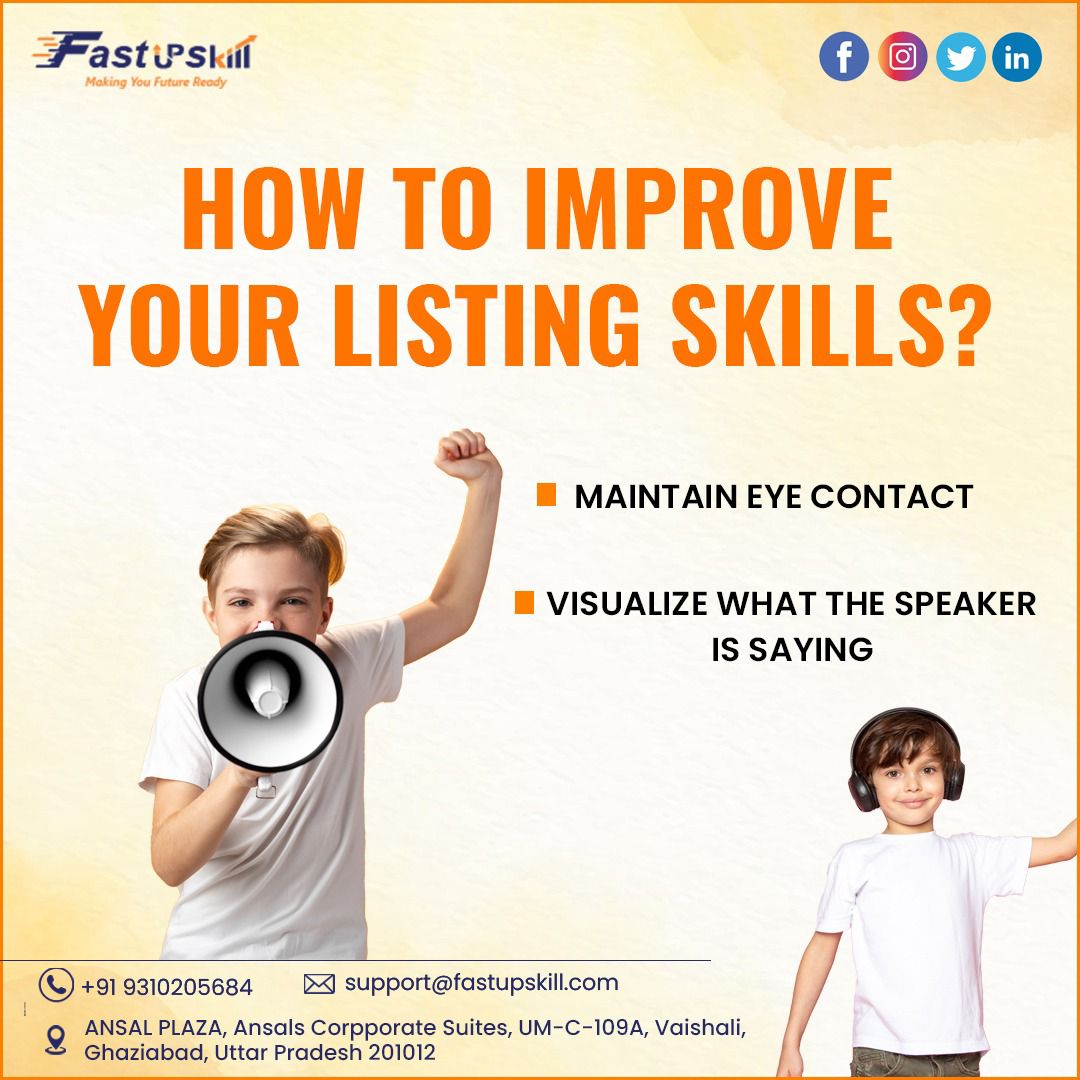FastUpSkill's tweet photo. Here are some steps you may take to help improve your listening skills:

#onlinelearning #onlinelearningplatform #fastupskill #online #onlinestudy #onlinestudyclasses #publicspeaking #logicalreasoning #edtech #creativewriting #education #elearning #upskilling https://t.co/tTqoNGEvM8
