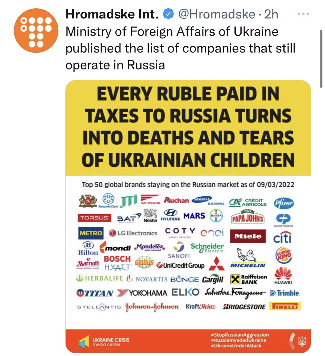dennigenni's tweet photo. @andersostlund Note some of these companies only said they’re discontinuing future development projects but they’re actually continuing current operations in Russia…what a great workaround https://t.co/FMo1BFa4gB