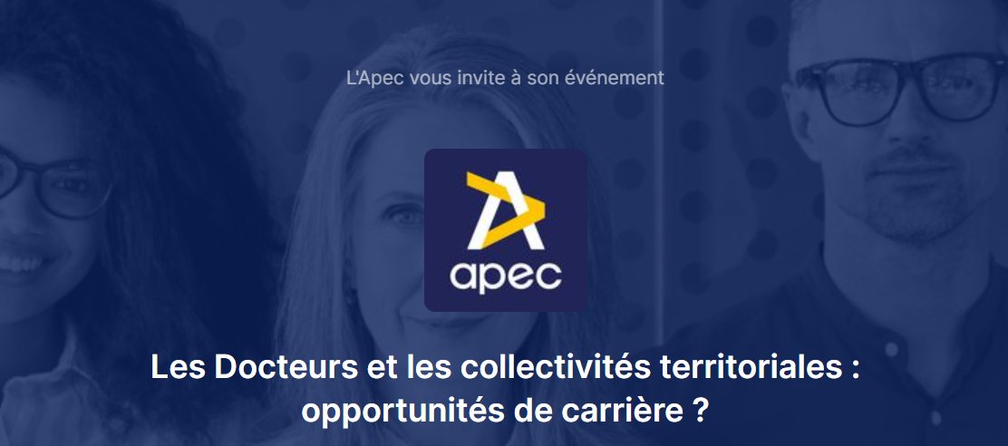 Apec_HDF's tweet photo. [Webconférence💻]
🚩« Plus de 15% des jeunes #docteurs rejoignent chaque année le secteur public. »
Participez à la #webconférence organisée par @Apecfr : Les docteurs et les #collectivités territoriales - opportunités de #carrière !
📆15 mars - 14h00
👉https://t.co/qOjZXlkcqY https://t.co/PJJ5rG1HZE