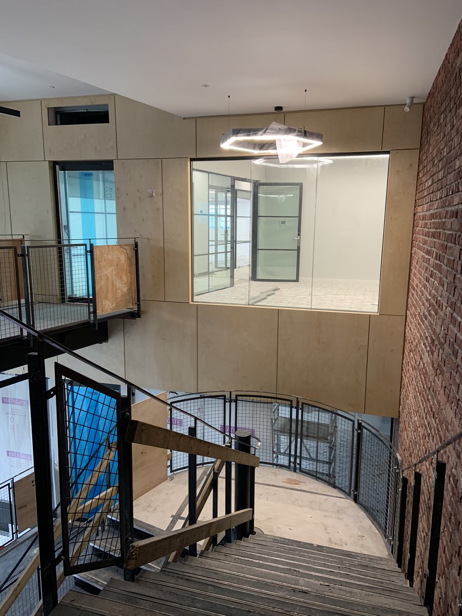 SRA_Architects's tweet photo. Exciting to see light go on at The Bee House bringing the internal spaces to life. It really is #hummingsoon
#BeeHouse
#ExistingBuilding
#ReUse https://t.co/DV01qFxM0t