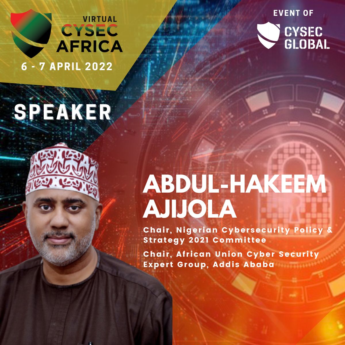 #CysecAfrica2022 🇿🇦 #speakerannouncement 📣 

We are pleased to announce Abdul-Hakeem Ajijola (AhA), a global Cybersecurity resource is ranked #1 IFSEC International 2020 Global Cybersecurity professionals’ influencers and thought leaders list

Register - cysec-africa.com