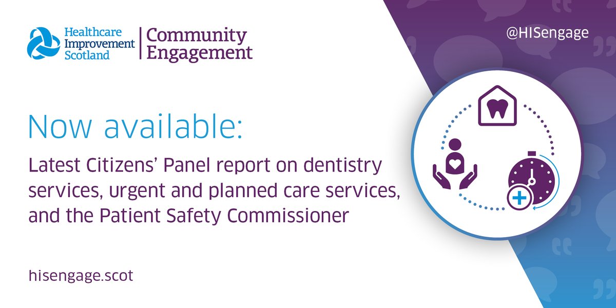 online_his's tweet photo. We’ve published our latest Citizens’ Panel report.

It looks at:
• NHS dentistry
• Planned care
• Urgent care 
• Patient Safety Commissioner 

Discover our findings and recommendations to @ScotGov &amp; NHS boards in the report on the @HISengage website: https://t.co/8Wm4MUHlh7 https://t.co/fndrhttmrP