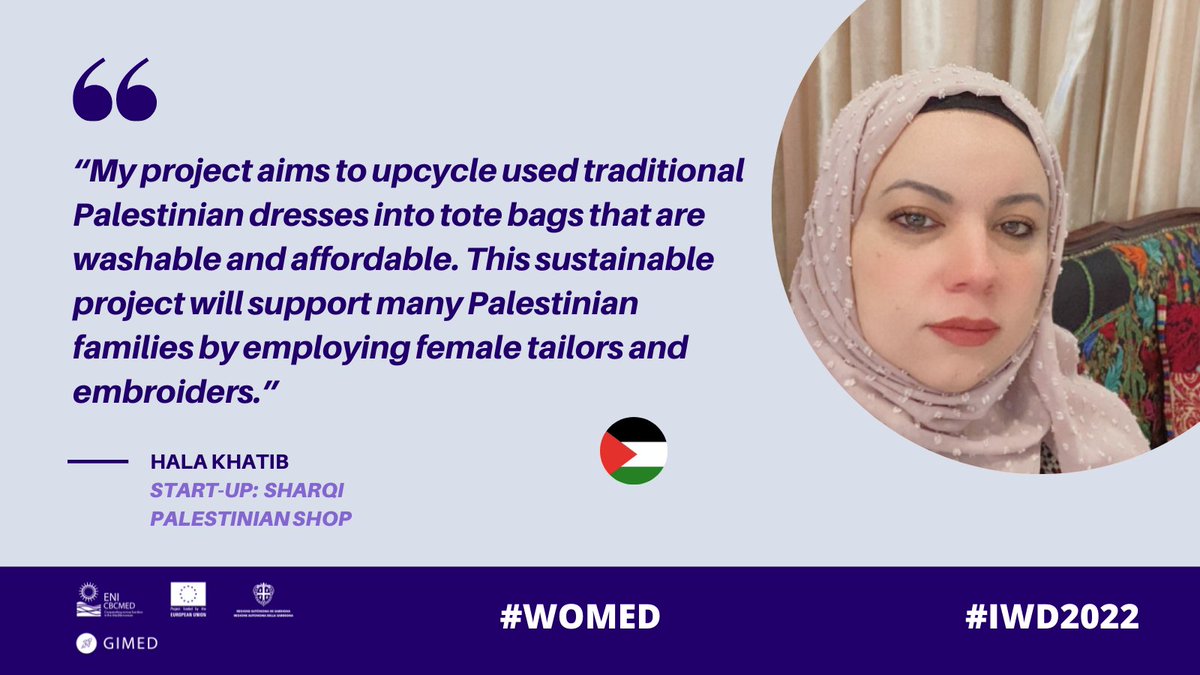 GreenImpactMED's tweet photo. ♀️ Meet Hala Khatib, the last #female entrepreneur that joined our campaign for the #IWD2022 🇵🇸
🛒Sharqi Palestinian Shop is a sustainable project that will support Palestinian families by employing female tailors and embroiders🧶
🔗 https://t.co/TUY6CAft7B
#WOMED #GOMED https://t.co/v7SmnKvxfl