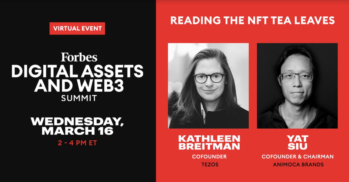 ForbesCrypto's tweet photo. On March 16, the co-founder of the $3 billion #tezos blockchain will share how she is helping turn it into an NFT hotspot: https://t.co/uMyp3BPQAw #FDAWEB3 #Blockchain50 $xtz https://t.co/AreRAtBZrL