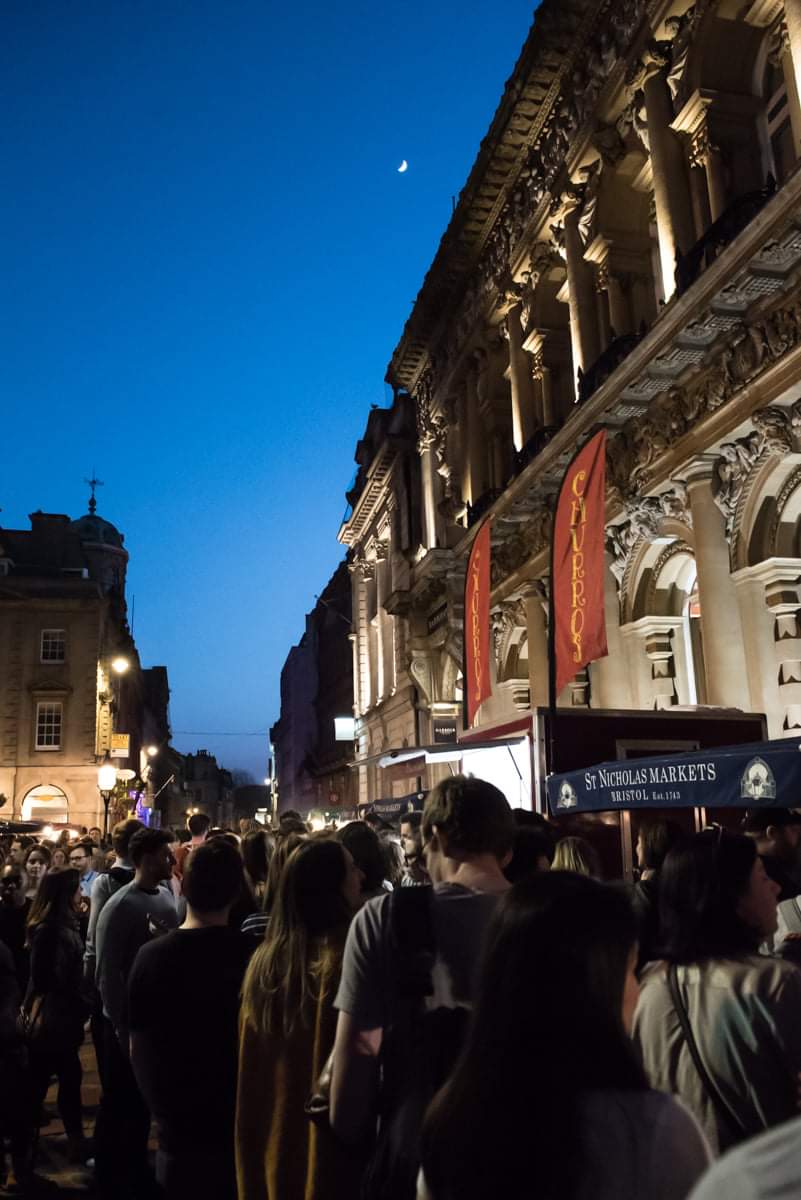 brisnightmarket's tweet photo. St Nicholas Market is one of Bristol's highlights. But have you experienced the night market yet? 

Something magical happens as the dusk turns to dark and the streets come to life with music and performances. 🌠

More details to follow soon... https://t.co/9bV1Q5O1J4