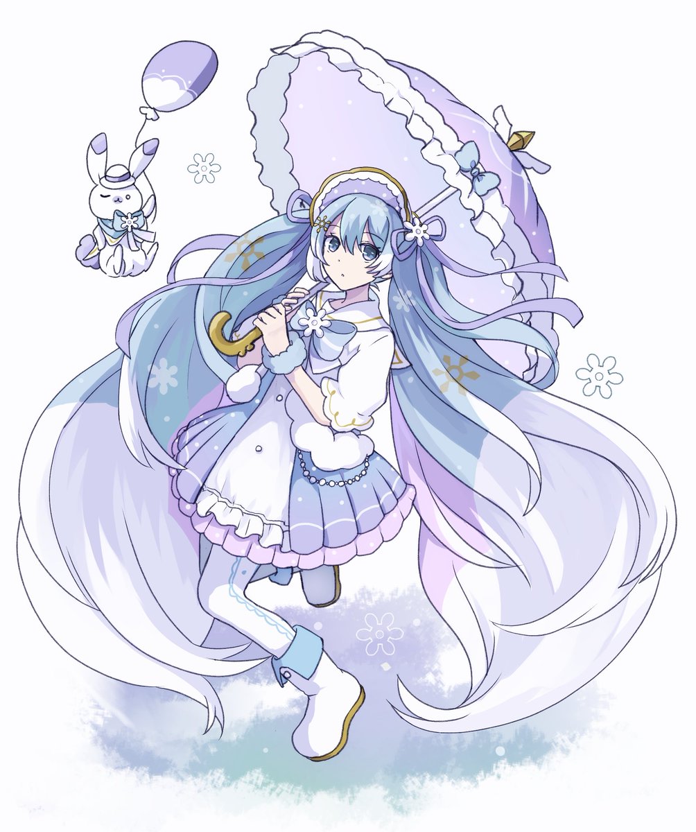 初音ミク ,ラビット・ユキネ ,雪ミク 「今年のうちの子雪ミクさん
#雪ミク2023 #SNOWMIKU2023 」|和黄(わこ)のイラスト