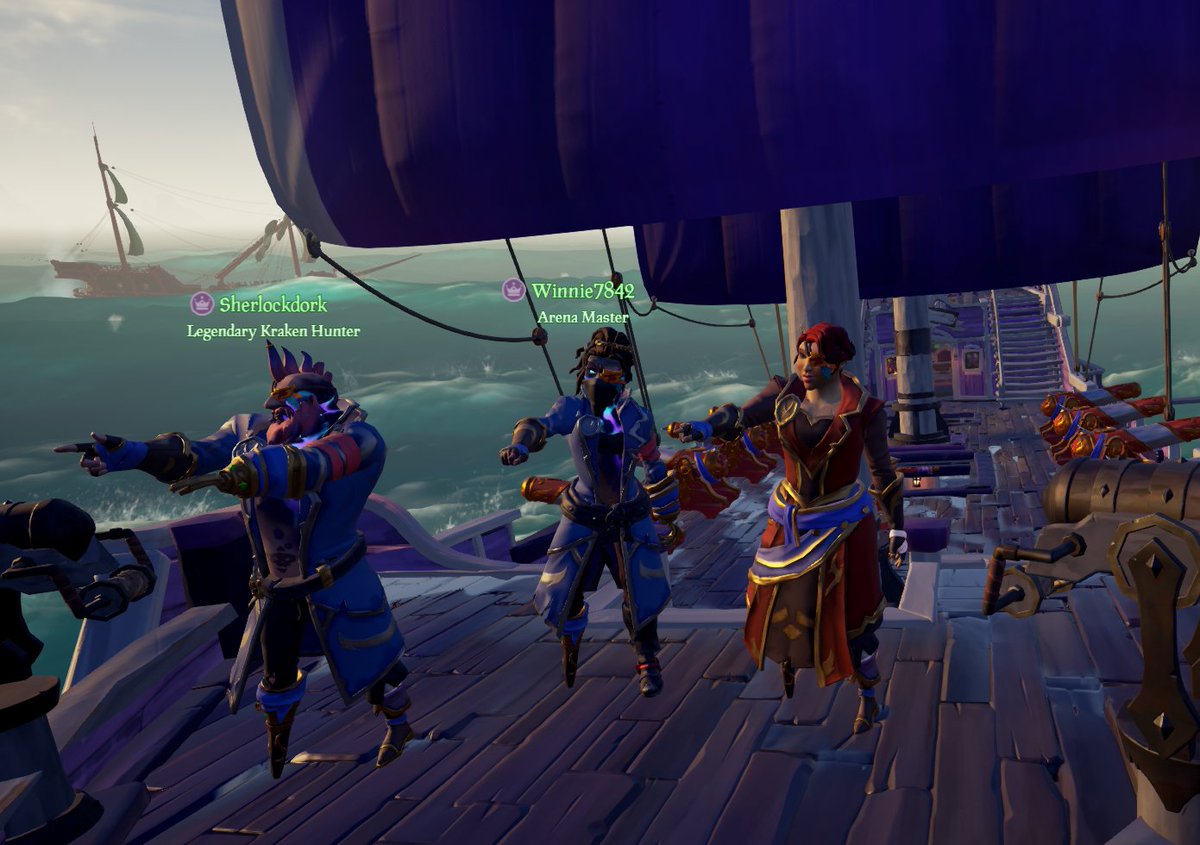 GeePastel's tweet photo. Played Arena until servers faded to black. Now that our journey in the Glorious Sea Dogs' Arena is over, it's time to start a fresh one in Adventure, with Season Six on the horizon. Farewell, Arena. @SeaofThieves #SeaofThieves #SeaofThievesArena #GoodbyeArena https://t.co/17KjSLUjiK