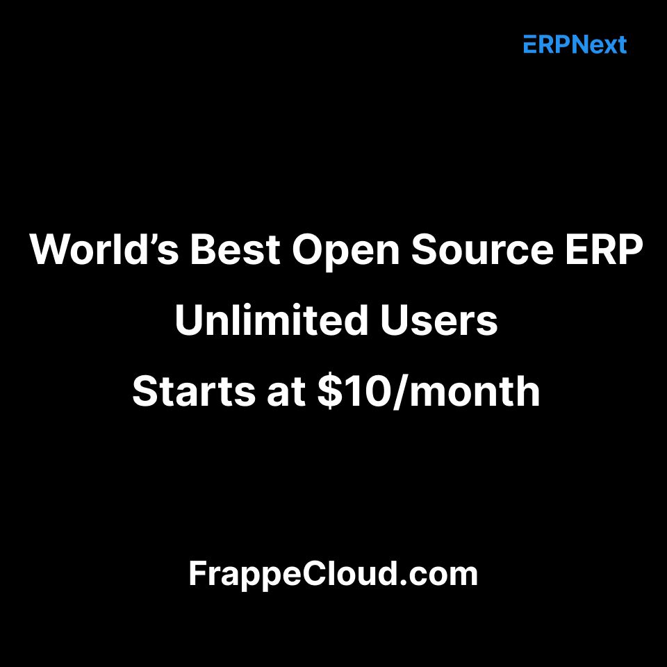 erpnext's tweet image. FrappeCloud is the best product we have ever built!

We believe this is going to be a game-changer in the industry. Check out frappecloud.com 

#frappe #erpnext #frappecloud #cloud