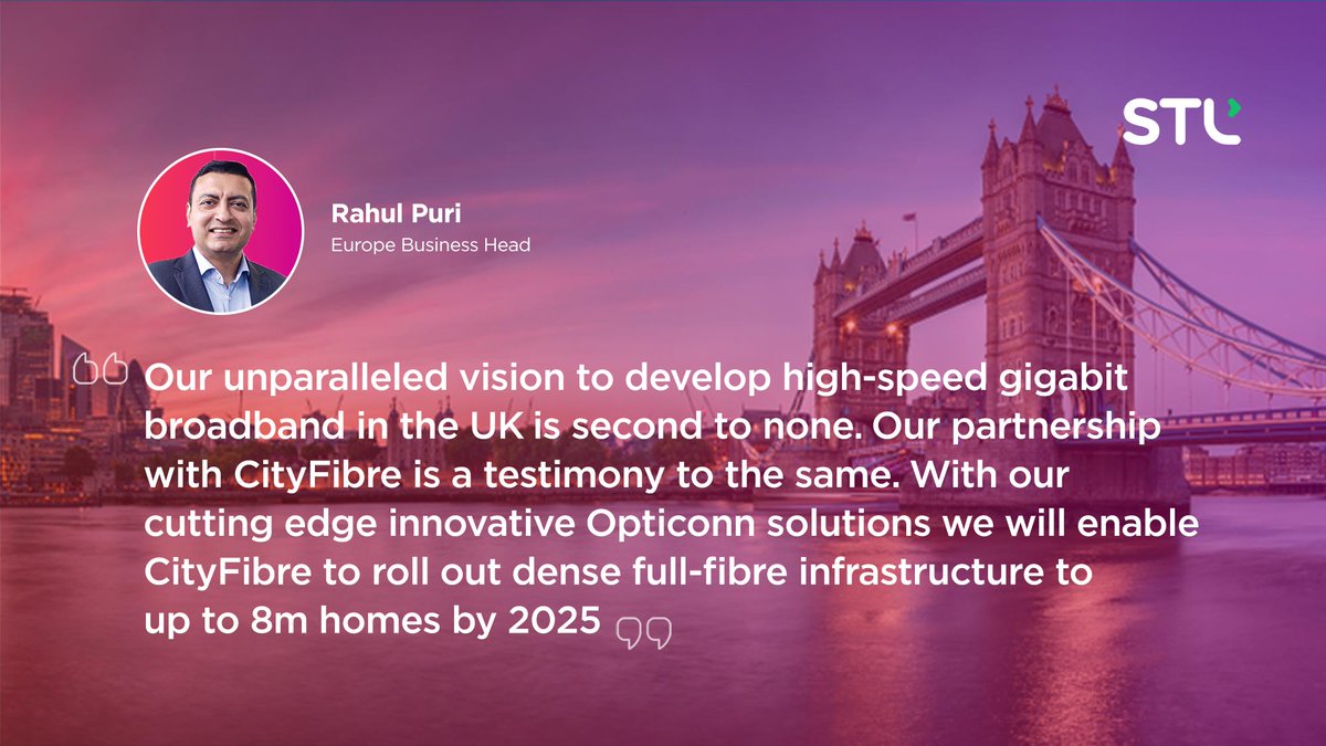 UK’s target of nationwide gigabit broadband just received a ‘Stellar’ boost! 🚀

STL has partnered with <a href="/CityFibre/">CityFibre</a> to support its rapid nationwide network rollout.

For further reading click the link below 📰👇

cityfibre.com/news/cityfibre…

#OpticalFibre #OpticalFibreCable #Broadband
