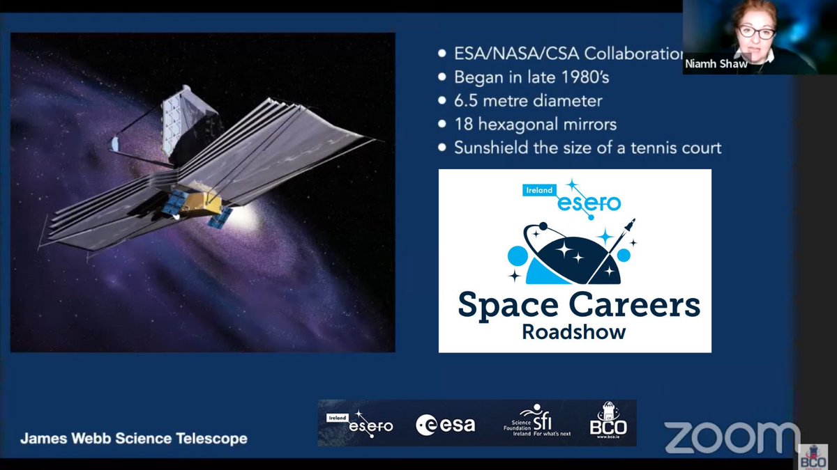 Esero_ie's tweet image. The theme of today's #SpaceCareersRoadshow is the James Webb telescope!

Our host @Dr_Niamh_Shaw is discussing the launch as we speak!

Make sure to join us on the @YouTube livestream:
youtu.be/lxEZXBsHff4
