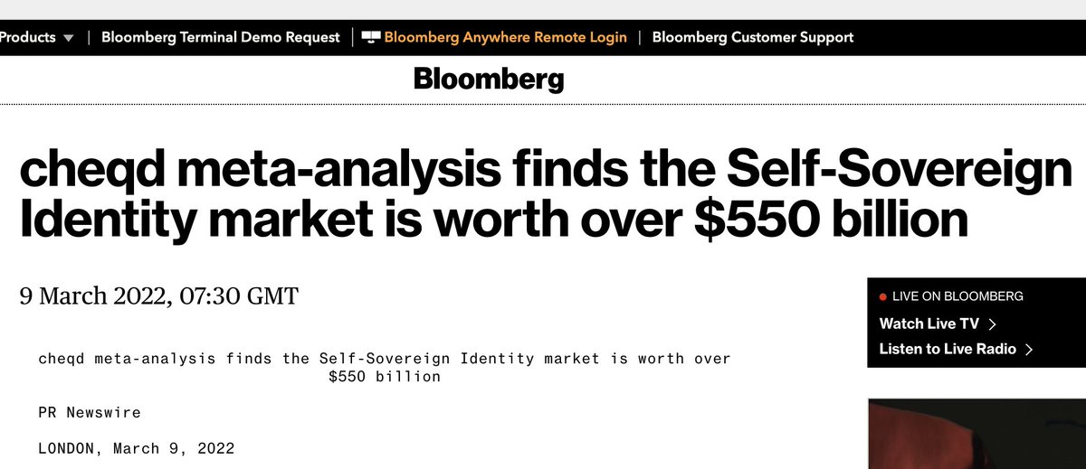 cheqd_io's tweet photo. That feeling when Bloomberg (@business) talks about cheqd ๐๐
This is a big step towards making #SSI mainstream.
#digitalidentity https://t.co/Gg613GvntY