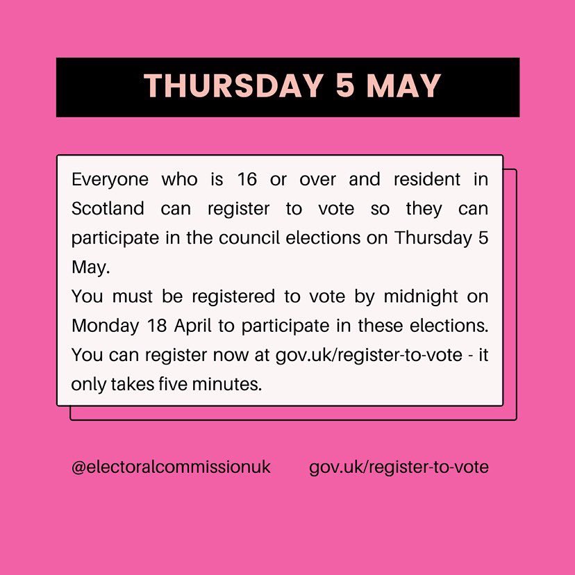 moments_freedom's tweet photo. Today is #WelcomeToYourVoteDay!
If you’re 16 or over and resident in Scotland you can vote in the council elections on 5 May, regardless of where you were born.
Register now at https://t.co/VoiK8rDqBX. #NewScotsVote https://t.co/UEYgnL6FIo