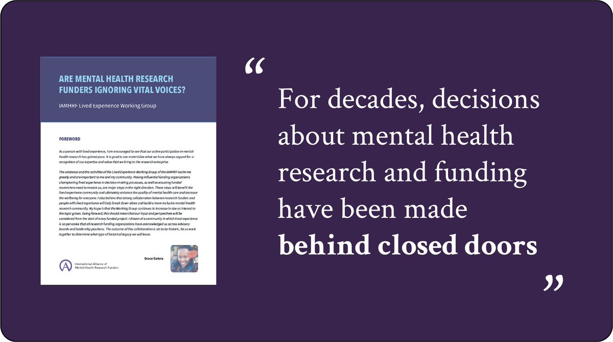 The article sets out the moral and practical motivations for involvement of people with LE of mental health in decisions that affect them, and discusses how research funders can drive this cultural shift.

bit.ly/3tECuwo