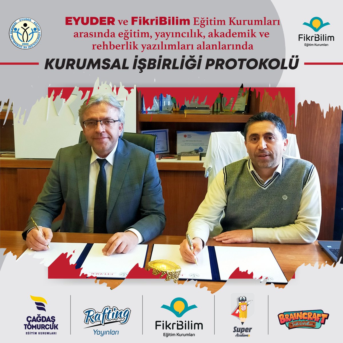 EYUDER ile <a href="/fikribilimkolej/">FikriBilim Koleji</a> eğitim kurumları arasında kurumsal işbirliği protokolü imzalanmıştır.
İşi eğitim gücü eğitim olan tüm eğitimcilerimize hayırlı olsun.
<a href="/uledef/">Uledef</a> <a href="/ademcilek/">Adem ÇİLEK</a> <a href="/yunusciftcitr/">yunus çiftçi</a>