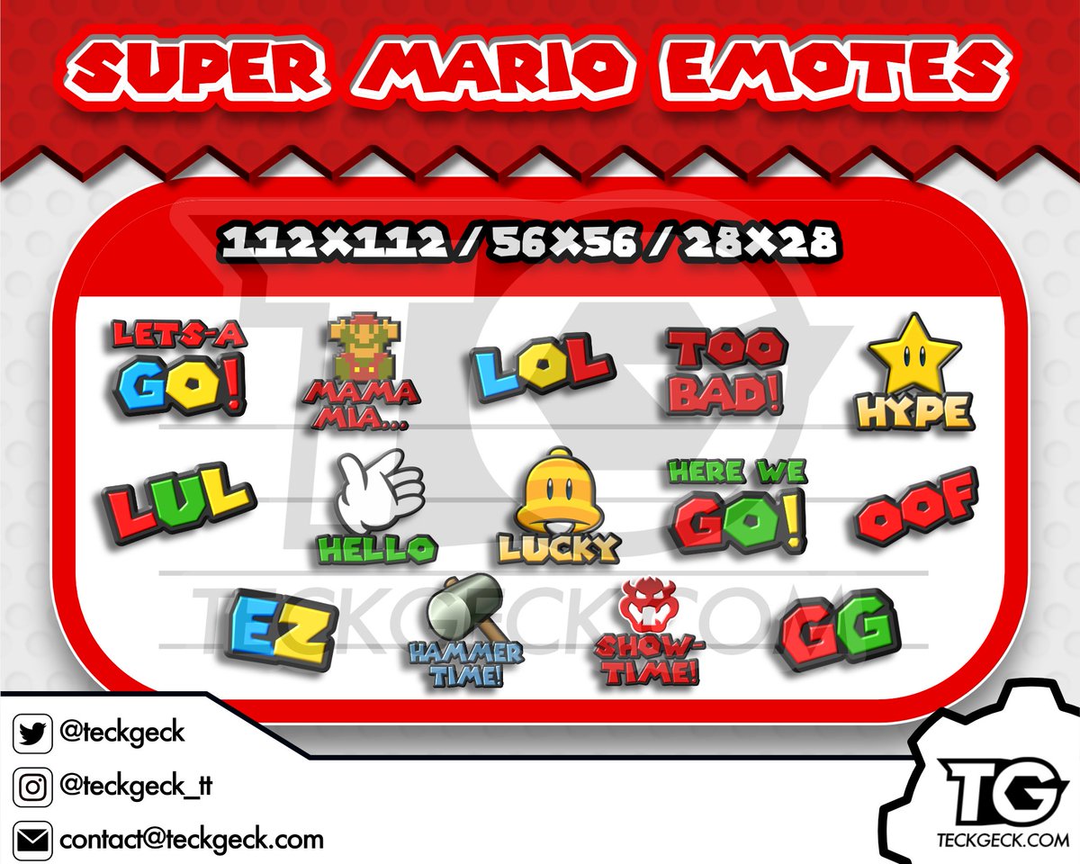 🐢🍄Happy MAR10 day! WAHOO!🍄🐢
In celebration get up to 70% off my Super Mario Emote pack on TECKGECK .COM and Etsy store for today only so be sure to jump on it before it goes!

Links in thread 🔗