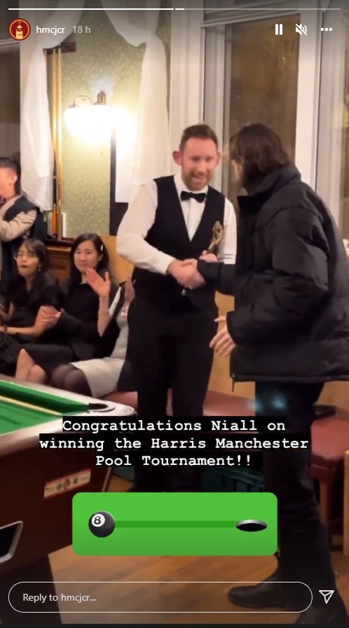 HMCOxford's tweet photo. Congratulations to our librarian, Niall, on winning the 2022 HMC Pool tournament!๐
Do follow the HMC JCR on Instagram (@hmcjcr) for insights & info on similar events. #LibraryLife #LifeAtHMC https://t.co/DbRplIvD07