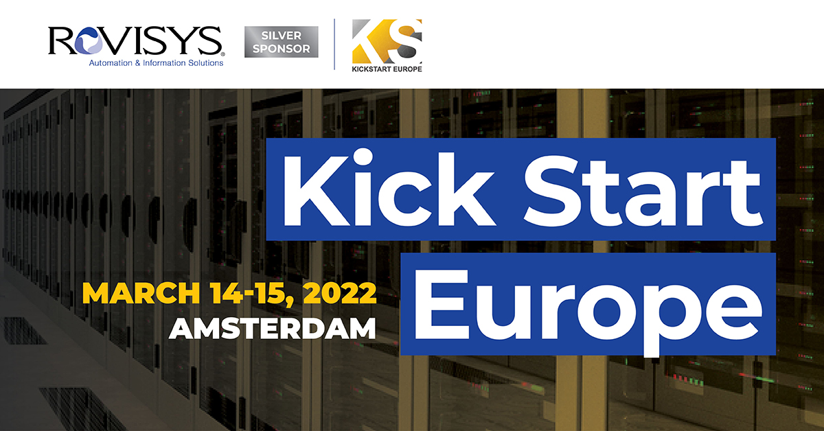 RoviSys's tweet photo. We're a Silver Sponsor at @KickStartEur next week in #Amsterdam. Connect w/ @RoviSys for insights on existing and emerging #datacenter solutions in Europe, & discuss trends and investments in tech and digital & IoT infrastructure. #buildingtechnologies #automation #EU https://t.co/d8n5YOtogu