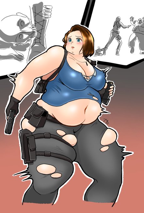 re3よりバレンタインさんの肥満化絵っっっ!!
 #肥満化 #強制肥満化 #ぽっちゃり 
