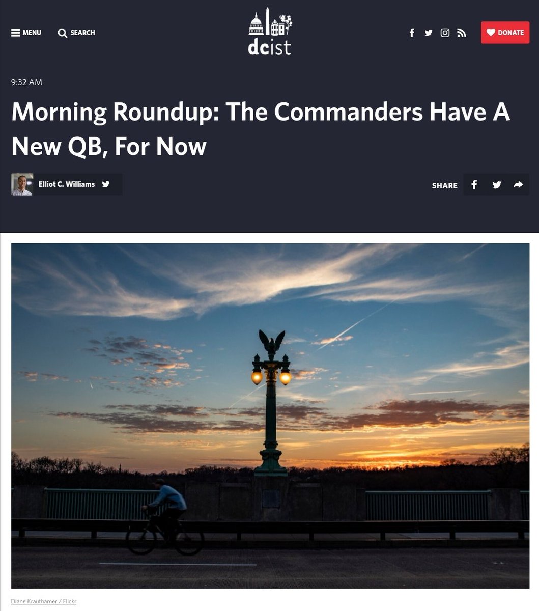 DianeKrauthamer's tweet photo. Nice to see my #TaftBridge sunset pic in the @DCist Morning Roundup today! 📸 https://t.co/p5ueHHDWSz