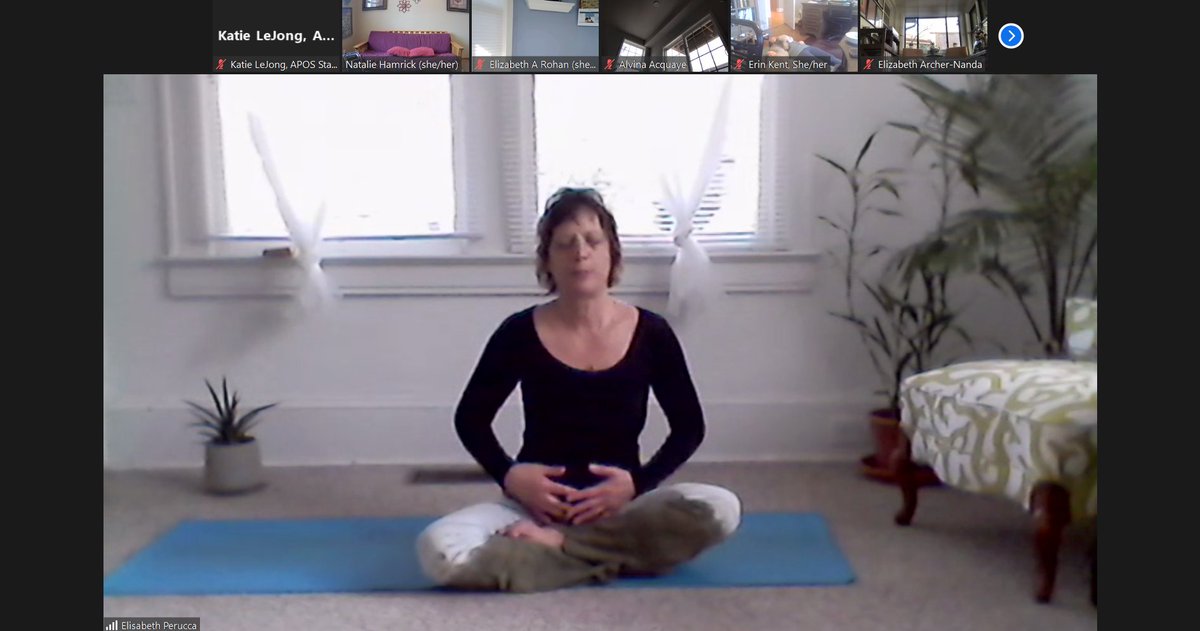 APOSHQ's tweet photo. Day 2 of #APOS2022 began with #ElisabethPerucca - APOS Member and Yoga Therapist! What an amazing way to begin your day! @lizarchnanda @ErinEKent Thank you Elisabeth! https://t.co/0TYfQszBYh #APOSTogetherWhileApart https://t.co/HkVsvxEbIr