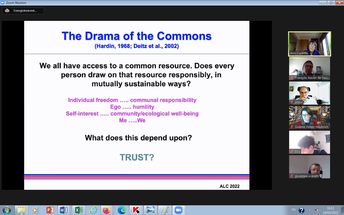 fdevaujany's tweet photo. The "drama of the commons"... great presentation of Pr Ann Cunliffe in our open seminar @collspaces #RGCSOpenseminar @PaulaUngr @HAEFLIGER @gislenefh @EmannuelCosta @DavidVALLAT #JOCO https://t.co/YYcwz7R2xt