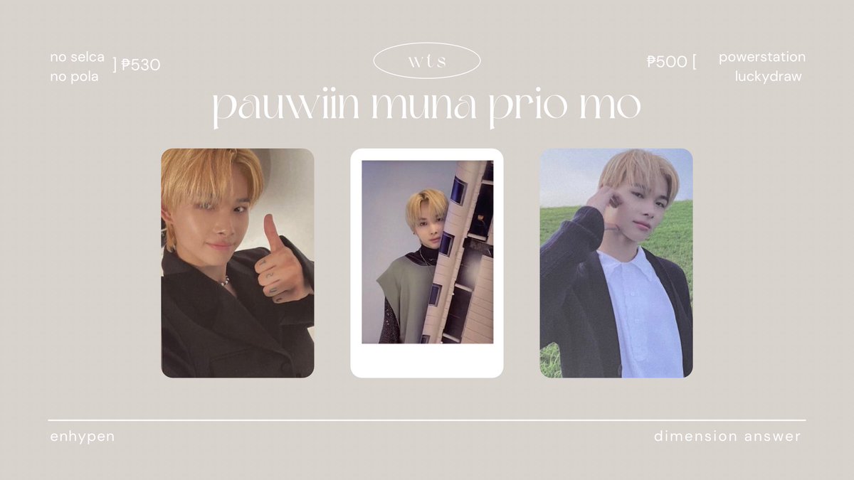TA3R0TIC's tweet photo. ꒰ wts lfb enhypen ph ꒱

dimension: answer

𓂋 niki no selca &amp; no pola ₱530 
𓂋 niki pst ld pc ₱500

✴︎ mint condi
✴︎ 1week to reserve / payo
✴︎ dm me to claim !

⌗ wts lfb enhypen dimension dilemma no ver niki no selca no pola dimension answer niki pst ld pc https://t.co/PjIhtKtuRg