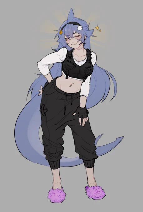 the outfit my chat built!!!
_____________________

→ we voted hair down, streetwear, and y2k fluffy slippers!! we worked together on this and @TiredCatMom brought it to life (and made it less cursed) ♡ 
baddies only!!!! 